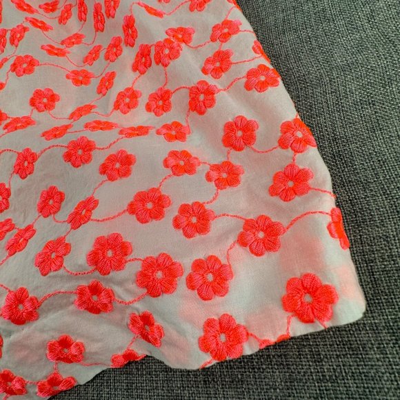 J. Crew Fit & Flare Dress Sleeveless Sz 0 Round Neck Neon Pink Orange Floral - Picture 7 of 14